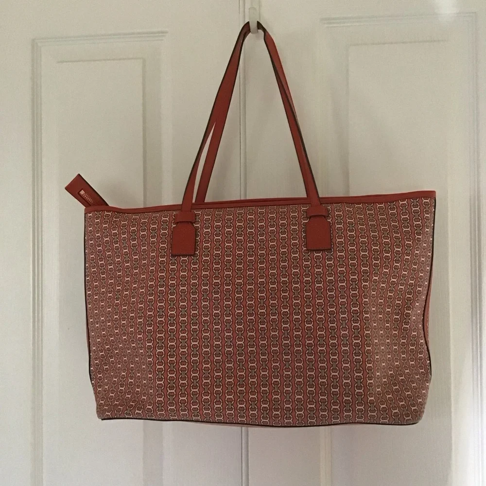 Tory Burch large Gemini link tote bag orange